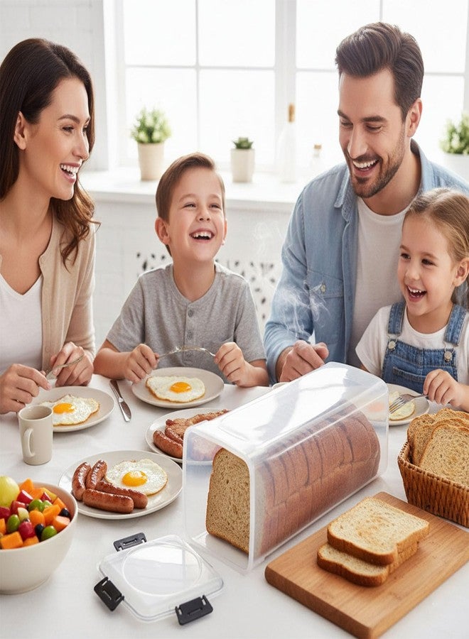 DIYOHFE Clear Airtight Bread Storage Container with 4-Latch Lid, Tall Plastic Bread Box for Sandwich Loaves, Bagels & Baguettes, 5×5×13 in BPA-Free Bread Keeper for Counter, Pantry & Freezer - Image 2